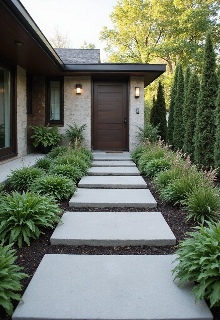 12 Backyard Entrance Ideas for Welcoming Practical Outdoor Flow 67 12 Backyard Entrance Ideas for Welcoming Practical Outdoor Flow - 7. Minimalist Concrete Stepping Stones