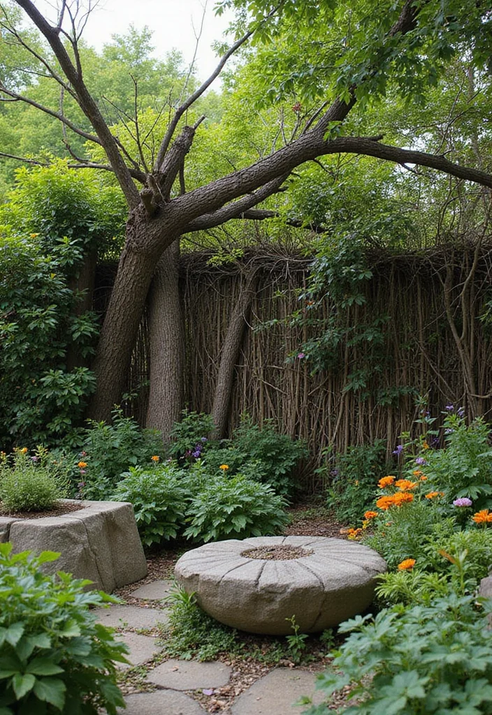 12 Backyard Screening Ideas for Privacy Shade and Soft Style 100 12 Backyard Screening Ideas for Privacy Shade and Soft Style - 10. Chaotic Nature-Infused Fencing