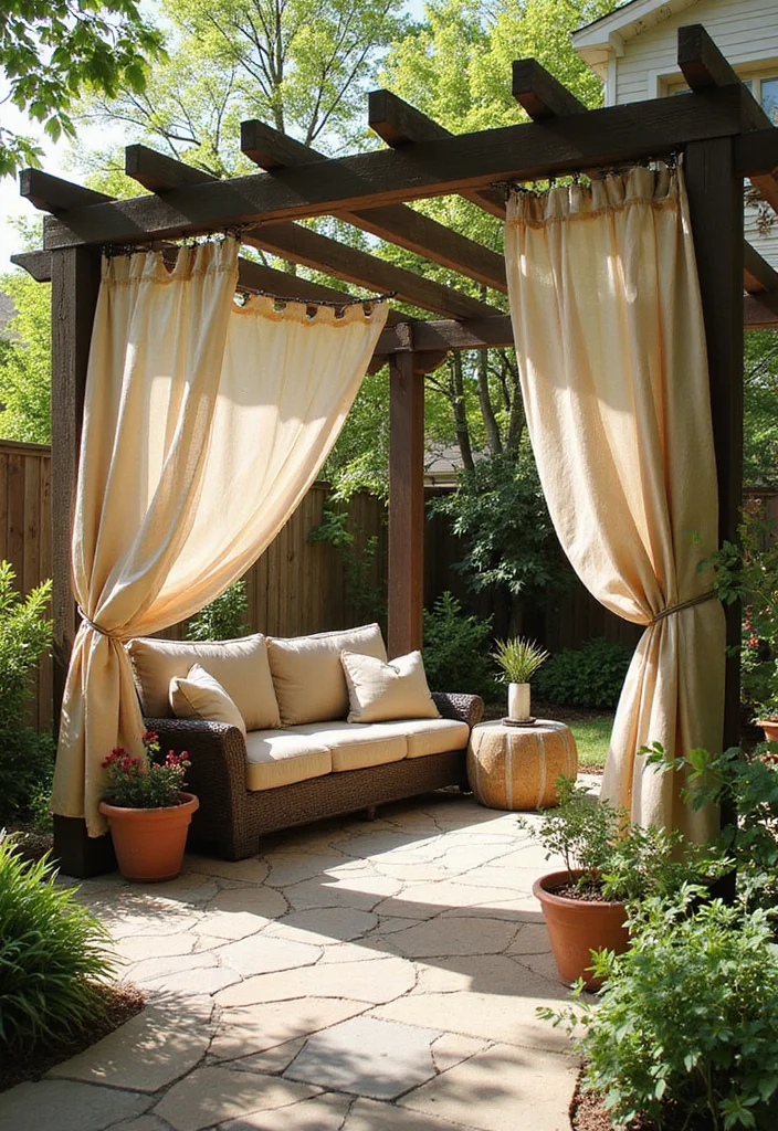 12 Backyard Screening Ideas for Privacy Shade and Soft Style 45 12 Backyard Screening Ideas for Privacy Shade and Soft Style - 5. Decorative Outdoor Curtains