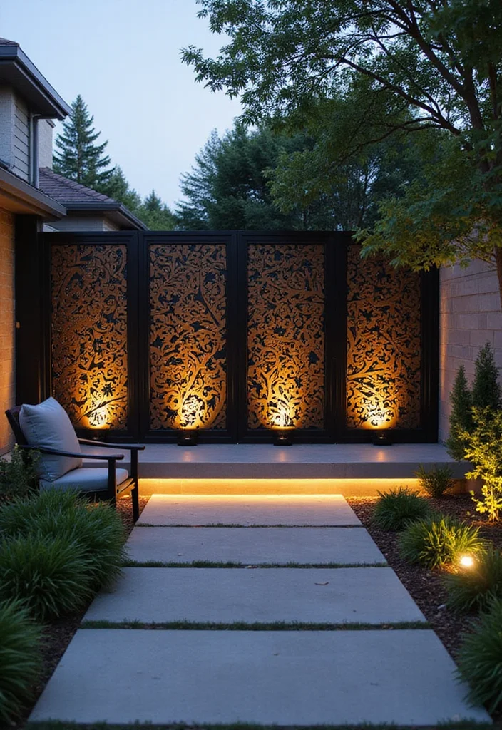 12 Backyard Screening Ideas for Privacy Shade and Soft Style 78 12 Backyard Screening Ideas for Privacy Shade and Soft Style - 8. Modern Metal Panels