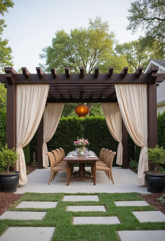 12 Backyard Screening Ideas for Privacy Shade and Soft Style 89 12 Backyard Screening Ideas for Privacy Shade and Soft Style - 9. Elegant Pergolas with Drapes