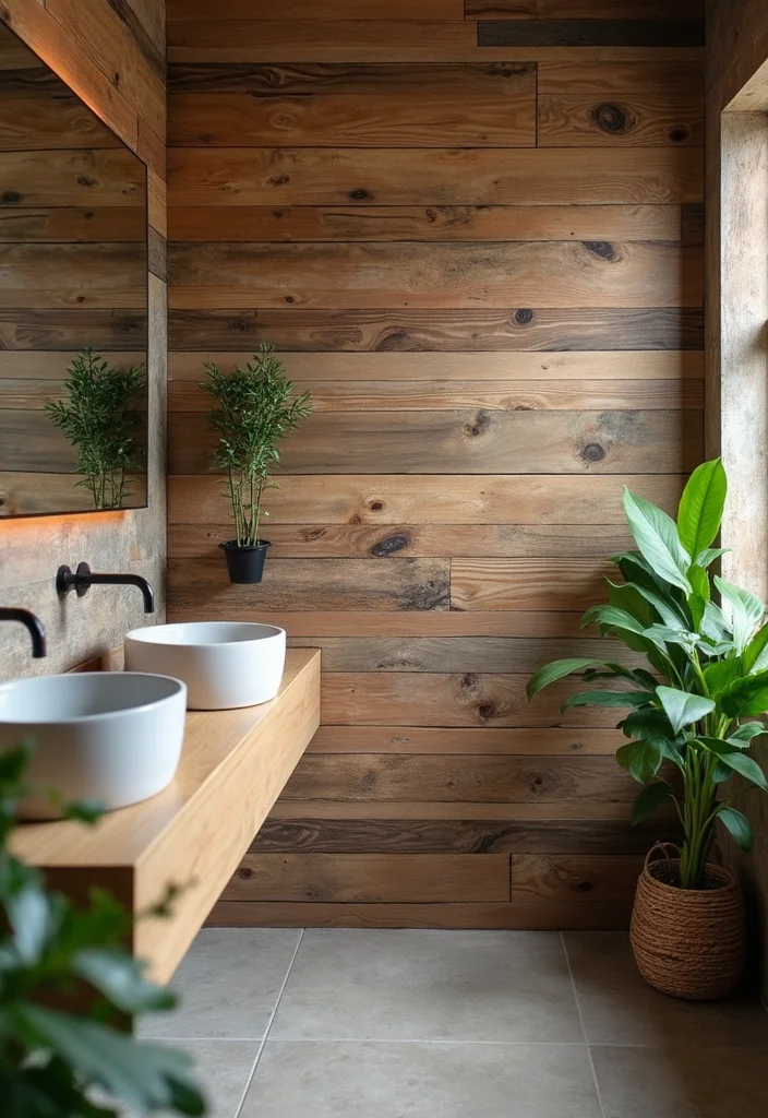 12 Bathroom Accent Wall Ideas for Color, Texture, and Stylish Depth 1 12 Bathroom Accent Wall Ideas for Color, Texture, and Stylish Depth - 1. Reclaimed Wood Panels