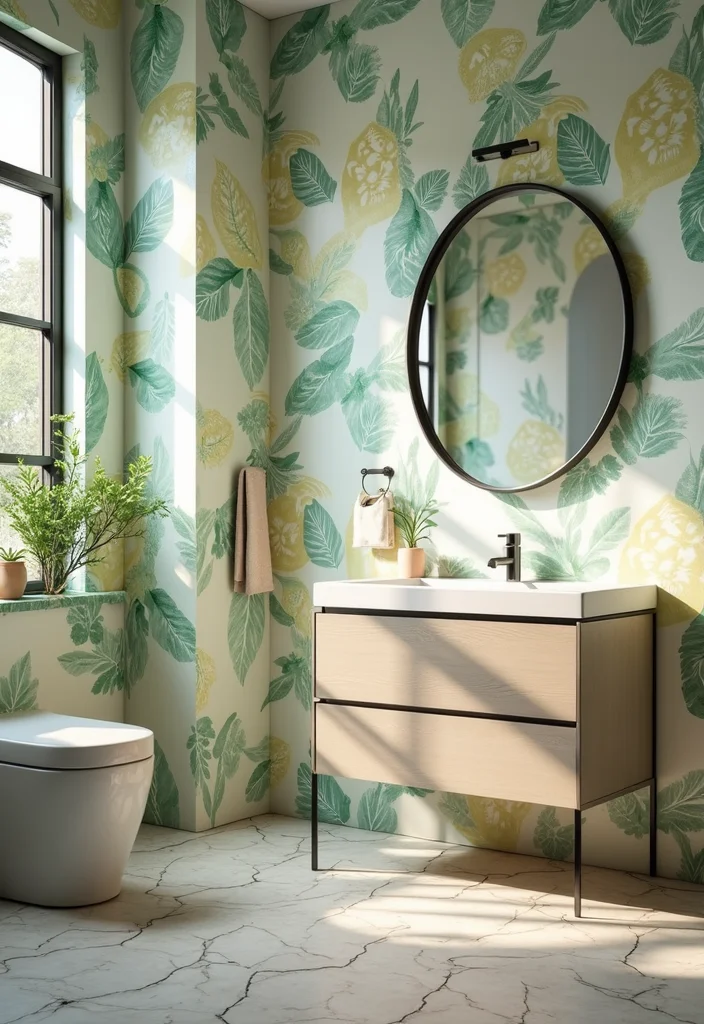 12 Bathroom Accent Wall Ideas for Color, Texture, and Stylish Depth 111 12 Bathroom Accent Wall Ideas for Color, Texture, and Stylish Depth - 11. Eco-Friendly Wallpapers