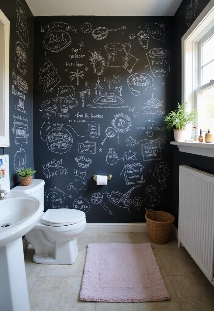 12 Bathroom Accent Wall Ideas for Color, Texture, and Stylish Depth 122 12 Bathroom Accent Wall Ideas for Color, Texture, and Stylish Depth - 12. Chalkboard Paint