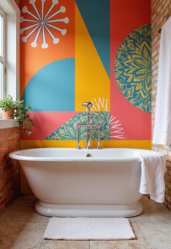 12 Bathroom Accent Wall Ideas for Color, Texture, and Stylish Depth 12 12 Bathroom Accent Wall Ideas for Color, Texture, and Stylish Depth - 2. Bold Painted Patterns