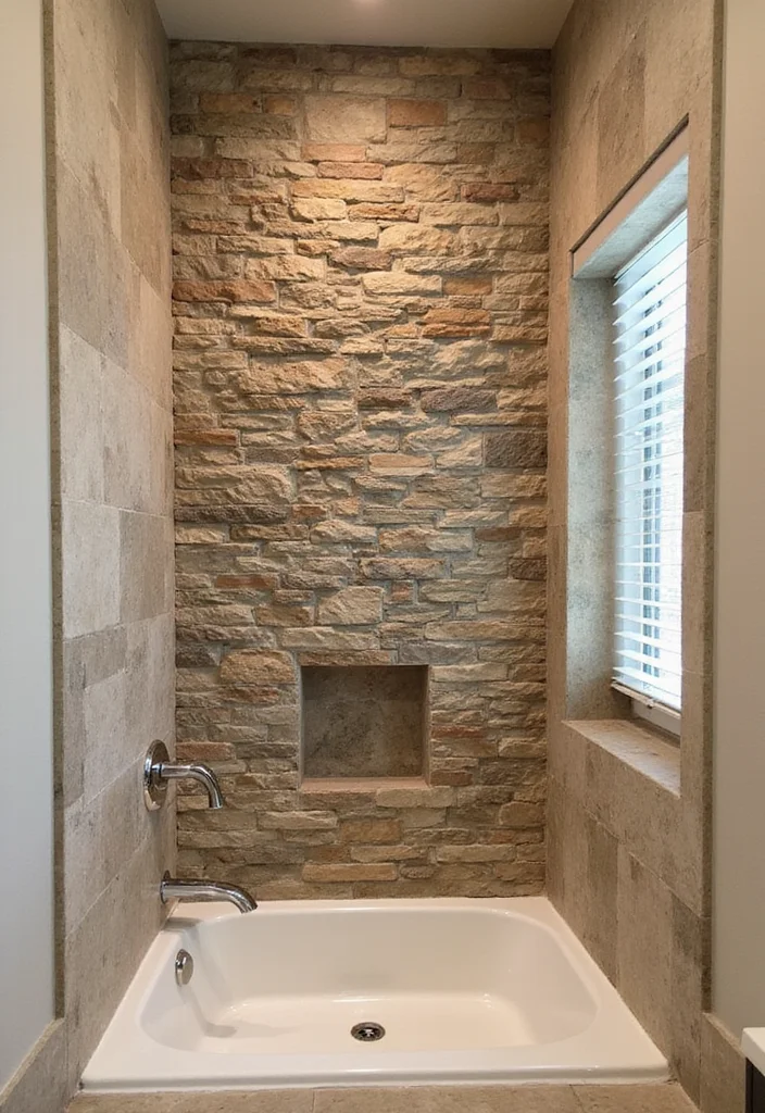 12 Bathroom Accent Wall Ideas for Color, Texture, and Stylish Depth 45 12 Bathroom Accent Wall Ideas for Color, Texture, and Stylish Depth - 5. Stone Accent Walls