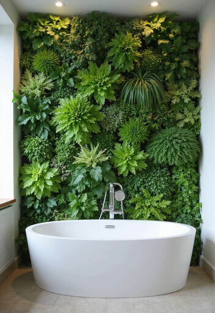 12 Bathroom Accent Wall Ideas for Color, Texture, and Stylish Depth 67 12 Bathroom Accent Wall Ideas for Color, Texture, and Stylish Depth - 7. Vertical Garden Walls