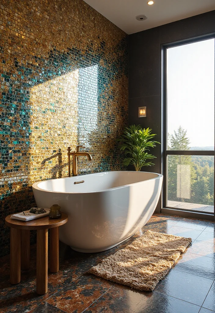 12 Bathroom Accent Wall Ideas for Color, Texture, and Stylish Depth 78 12 Bathroom Accent Wall Ideas for Color, Texture, and Stylish Depth - 8. Mosaic Glass Tiles