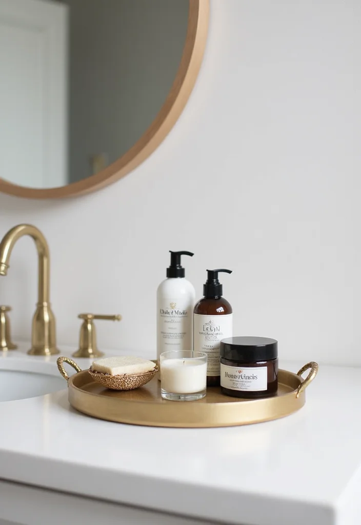 12 Bathroom Counter Decor Ideas for Simple Clean Polished Looks 1 12 Bathroom Counter Decor Ideas for Simple Clean Polished Looks - 1. Elegant Tray Organization