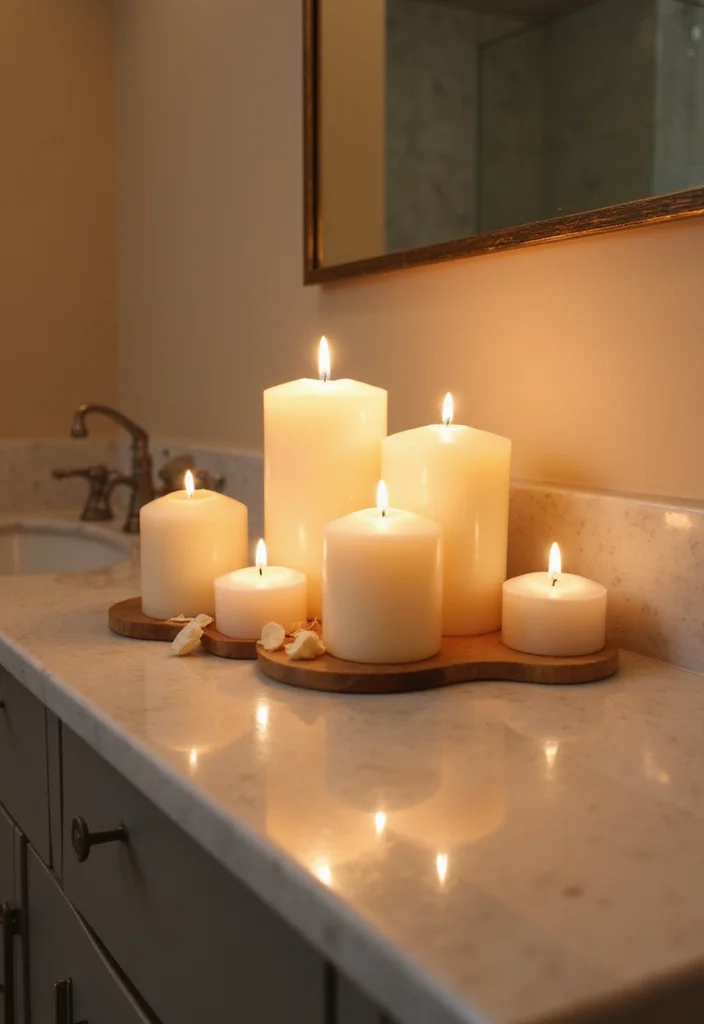 12 Bathroom Counter Decor Ideas for Simple Clean Polished Looks 23 12 Bathroom Counter Decor Ideas for Simple Clean Polished Looks - 3. Simple Candle Displays