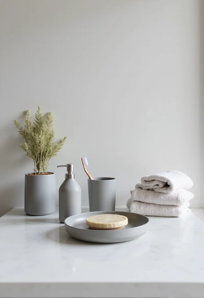 12 Bathroom Counter Decor Ideas for Simple Clean Polished Looks 34 12 Bathroom Counter Decor Ideas for Simple Clean Polished Looks - 4. Minimalist Bathroom Accessories