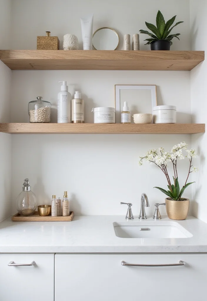12 Bathroom Counter Decor Ideas for Simple Clean Polished Looks 45 12 Bathroom Counter Decor Ideas for Simple Clean Polished Looks - 5. Floating Shelves