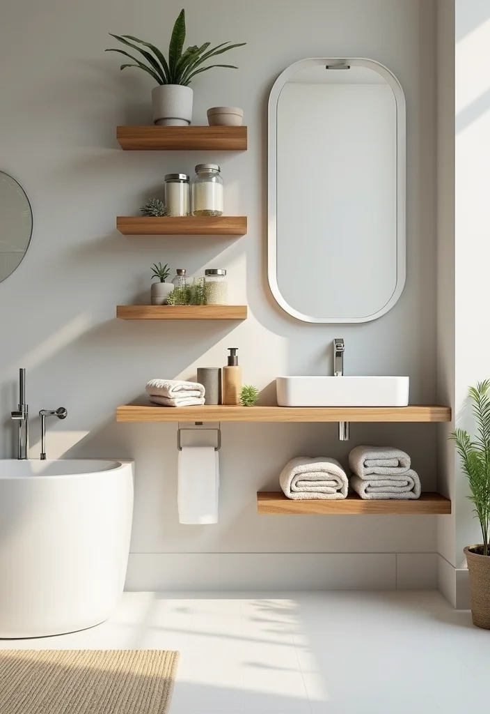 12 Bathroom Niche Ideas for Smart Storage and Clean Modern Style 12 12 Bathroom Niche Ideas for Smart Storage and Clean Modern Style - 2. Floating Shelves