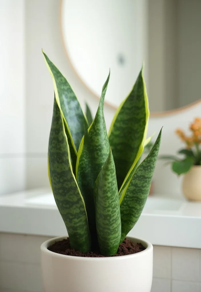 12 Bathroom Plants Ideas for Fresh Airy Natural Greenery 1 12 Bathroom Plants Ideas for Fresh Airy Natural Greenery - 1. Snake Plant (Sansevieria)