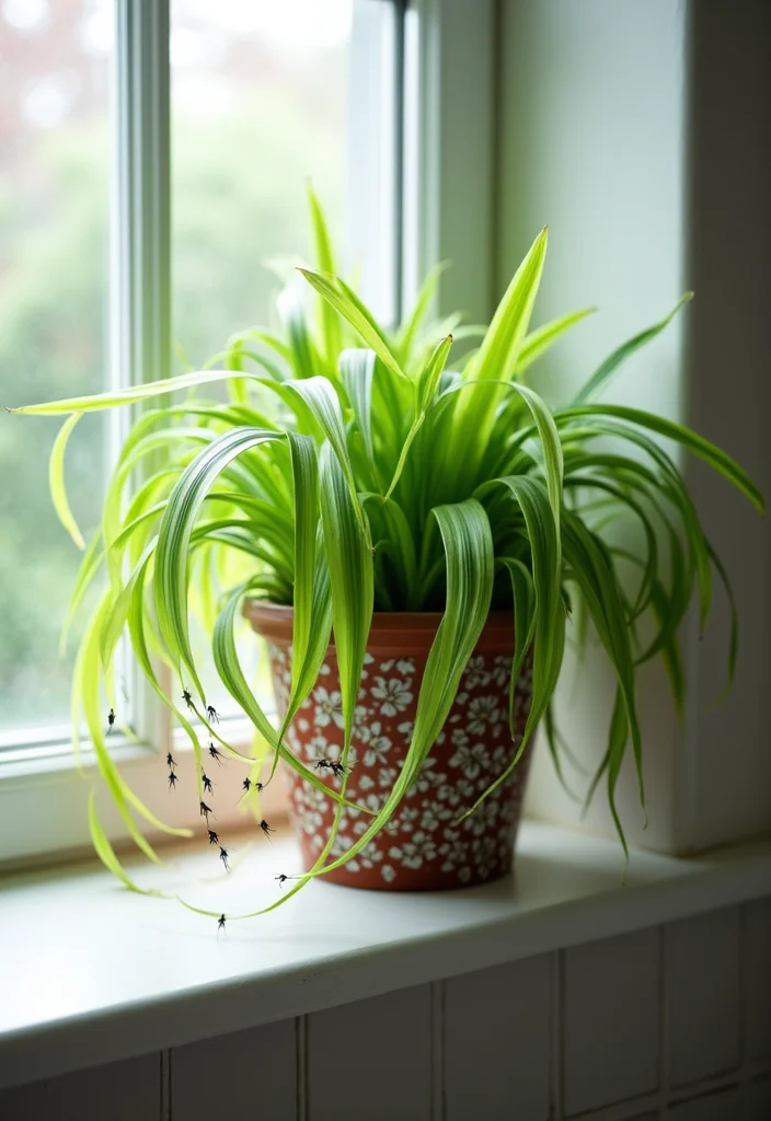 12 Bathroom Plants Ideas for Fresh Airy Natural Greenery 45 12 Bathroom Plants Ideas for Fresh Airy Natural Greenery - 5. Spider Plant (Chlorophytum comosum)
