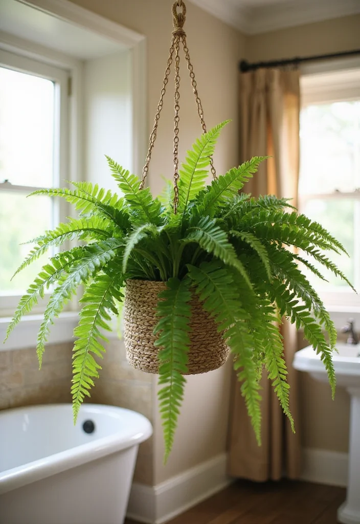 12 Bathroom Plants Ideas for Fresh Airy Natural Greenery 56 12 Bathroom Plants Ideas for Fresh Airy Natural Greenery - 6. Boston Fern (Nephrolepis exaltata)