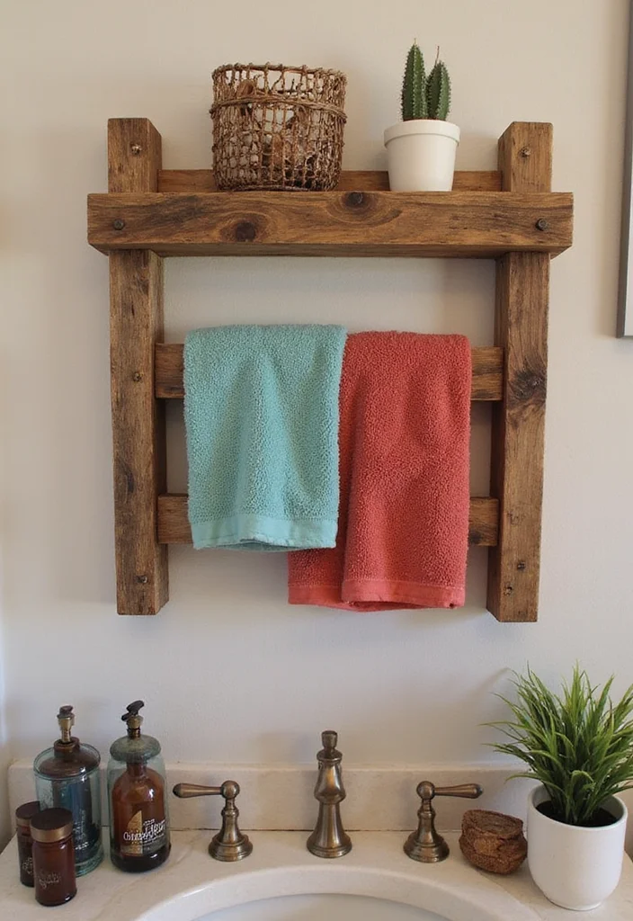 12 Bathroom Towel Holder Ideas for Practical Neat Everyday Use 1 12 Bathroom Towel Holder Ideas for Practical Neat Everyday Use - 1. Reclaimed Wood Wall Rack
