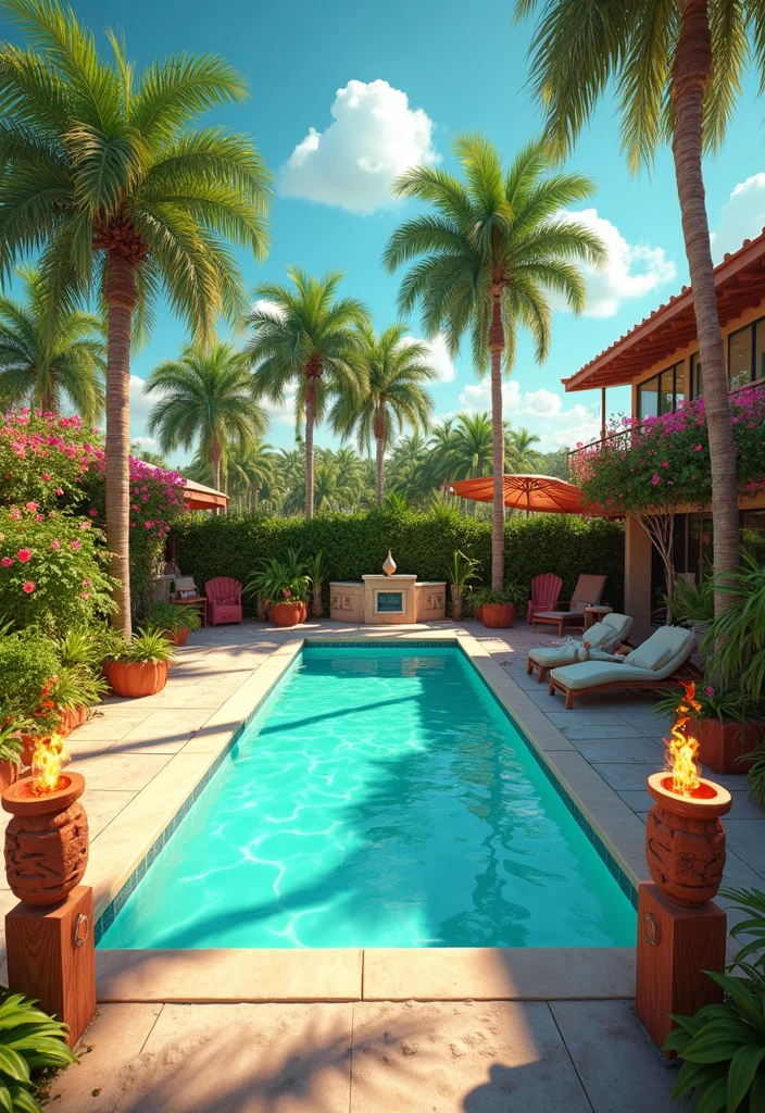 12 Bloxburg Backyard Ideas With Pool for Cute Fun Creative Builds 1 12 Bloxburg Backyard Ideas With Pool for Cute Fun Creative Builds - 1. Tropical Oasis Poolside