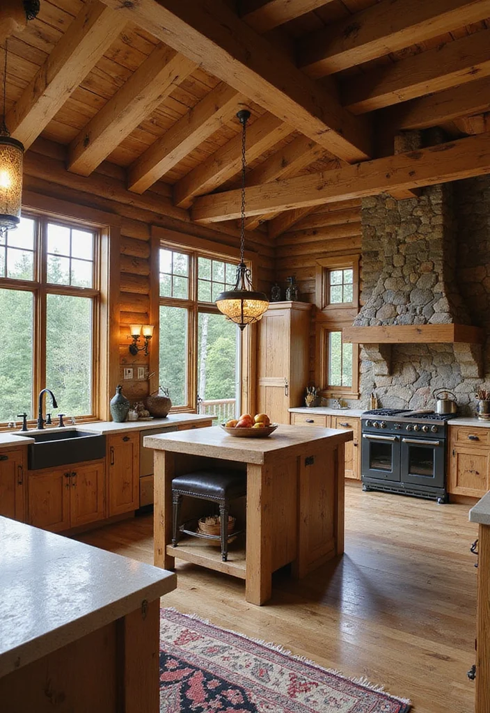 12 Cabin Kitchen Ideas for Warm Rustic Nature Inspired Style 111 12 Cabin Kitchen Ideas for Warm Rustic Nature Inspired Style - 11. Outdoor-Inspired Elements