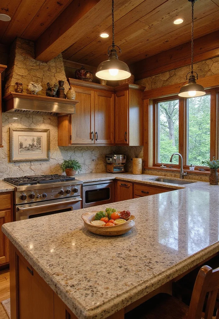 12 Cabin Kitchen Ideas for Warm Rustic Nature Inspired Style 78 12 Cabin Kitchen Ideas for Warm Rustic Nature Inspired Style - 8. Natural Stone Countertops