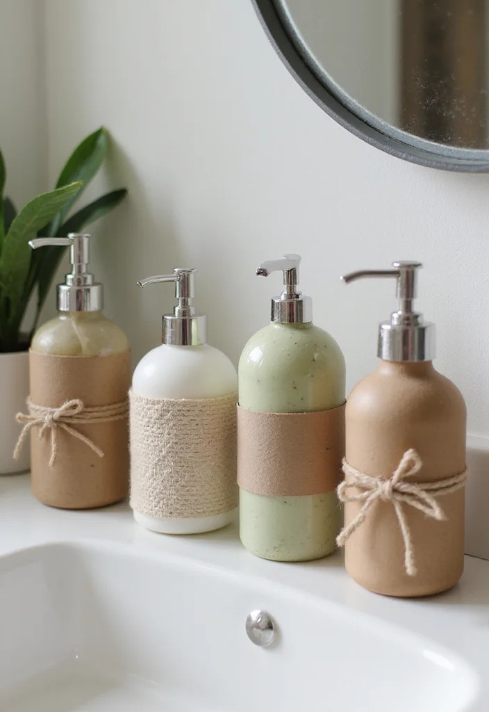 12 DIY Bathroom Ideas for Affordable Creative Stylish Upgrades 34 12 DIY Bathroom Ideas for Affordable Creative Stylish Upgrades - 4. Handmade Soap Dispensers
