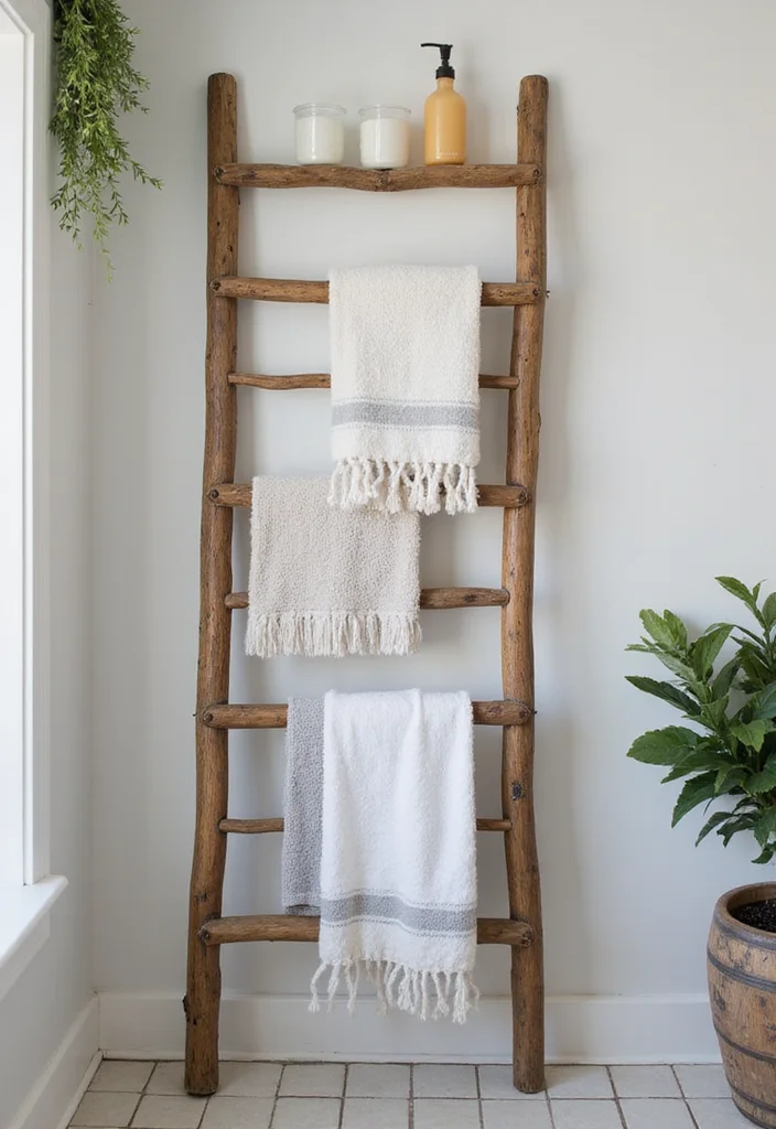 12 DIY Bathroom Ideas for Affordable Creative Stylish Upgrades 45 12 DIY Bathroom Ideas for Affordable Creative Stylish Upgrades - 5. Upcycled Towel Rack