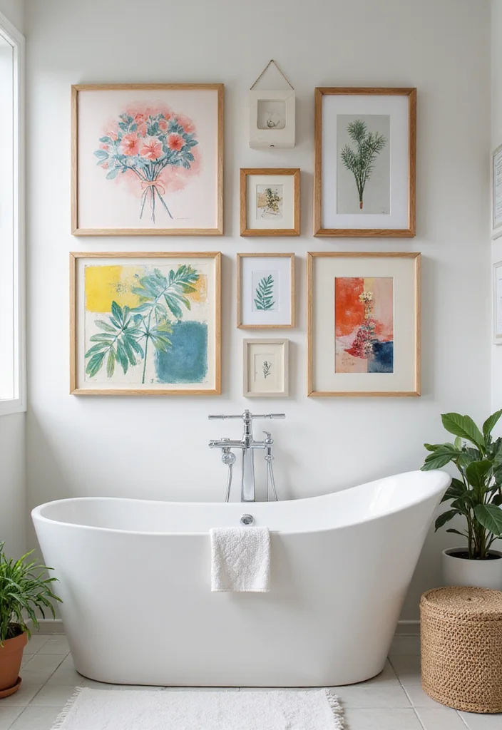 12 DIY Bathroom Ideas for Affordable Creative Stylish Upgrades 56 12 DIY Bathroom Ideas for Affordable Creative Stylish Upgrades - 6. Decorative Wall Art