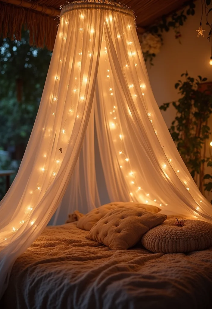 12 Fairy Lights Bedroom Ideas for Soft Magical Ambient Glow 1 12 Fairy Lights Bedroom Ideas for Soft Magical Ambient Glow - 1. Canopy of Lights