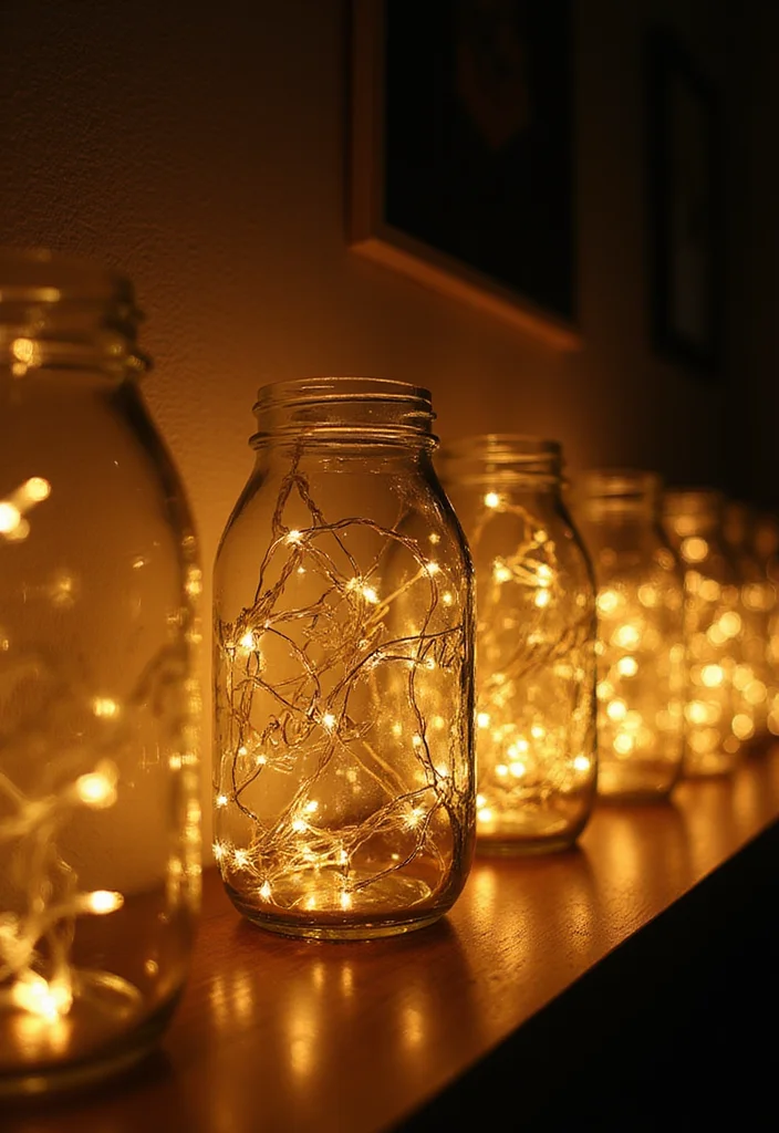 12 Fairy Lights Bedroom Ideas for Soft Magical Ambient Glow 89 12 Fairy Lights Bedroom Ideas for Soft Magical Ambient Glow - 9. DIY Light Jars
