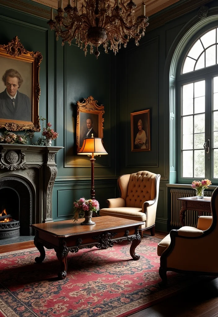 12 Gothic Living Room Ideas for Dark Dramatic Elegant Spaces 12 12 Gothic Living Room Ideas for Dark Dramatic Elegant Spaces - 2. Vintage Gothic Furniture