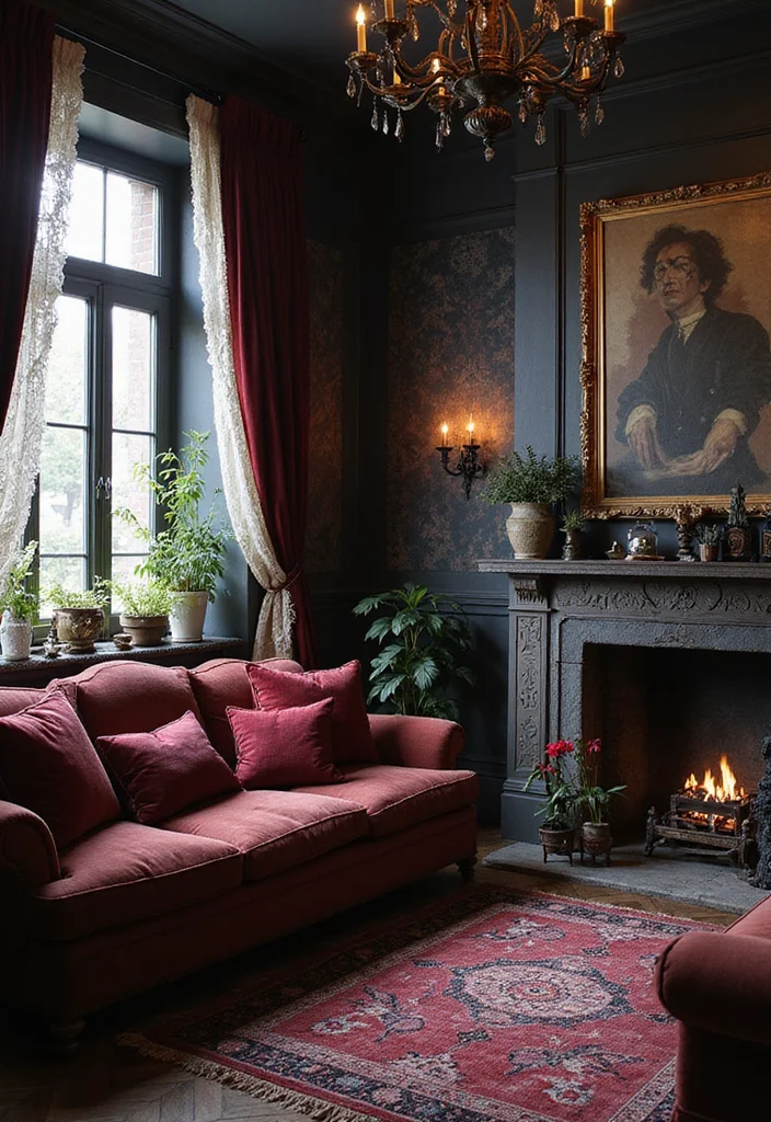 12 Gothic Living Room Ideas for Dark Dramatic Elegant Spaces 34 12 Gothic Living Room Ideas for Dark Dramatic Elegant Spaces - 4. Rich Textures and Fabrics