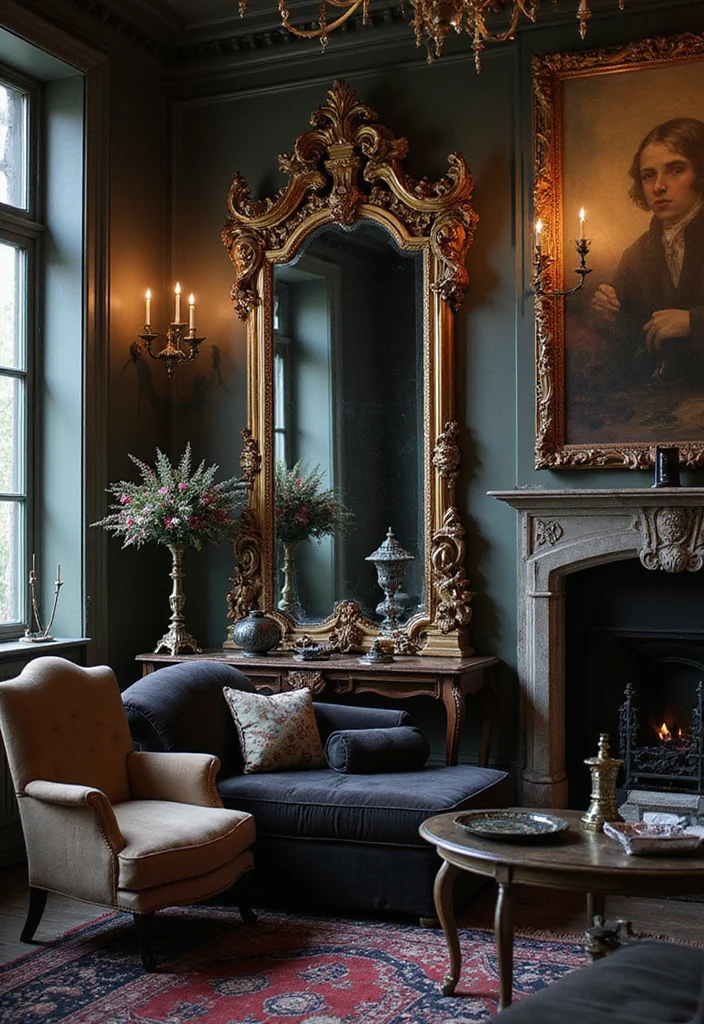 12 Gothic Living Room Ideas for Dark Dramatic Elegant Spaces 45 12 Gothic Living Room Ideas for Dark Dramatic Elegant Spaces - 5. Ornate Accessories and Decor