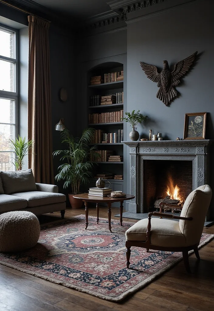 12 Gothic Living Room Ideas for Dark Dramatic Elegant Spaces 78 12 Gothic Living Room Ideas for Dark Dramatic Elegant Spaces - 8. Unique Flooring Choices