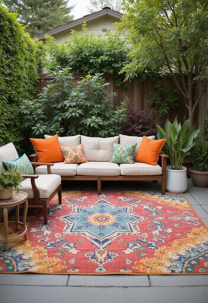 12 IKEA Backyard Ideas for Affordable Functional Outdoor Style 89 12 IKEA Backyard Ideas for Affordable Functional Outdoor Style - 9. Colorful Outdoor Rugs for Comfort
