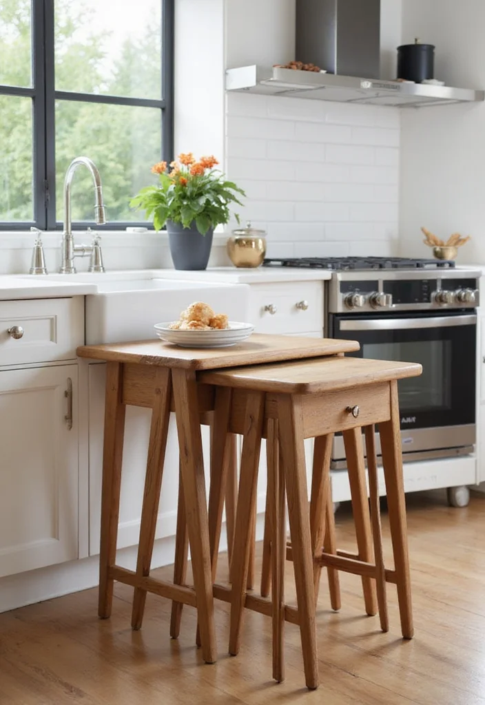 12 Kitchen Table Ideas for Practical Everyday Dining and Comfort 34 12 Kitchen Table Ideas for Practical Everyday Dining and Comfort - 4. Nesting Tables: Stylish and Space-Saving