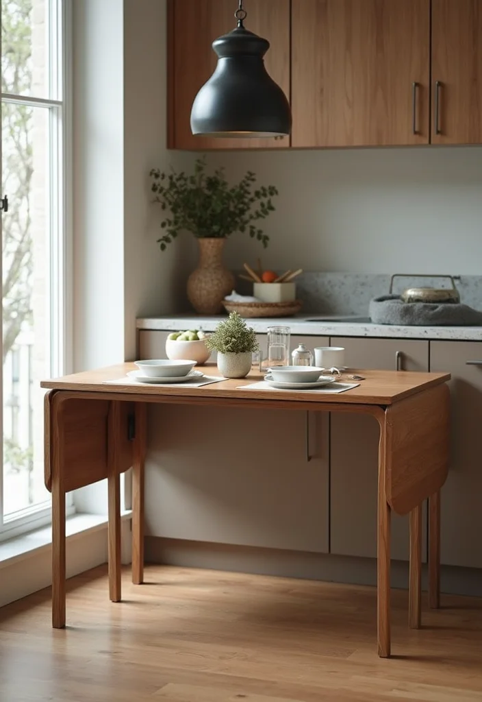 12 Kitchen Table Ideas for Practical Everyday Dining and Comfort 45 12 Kitchen Table Ideas for Practical Everyday Dining and Comfort - 5. Wall-Mounted Drop-Leaf Tables: Innovative Dining