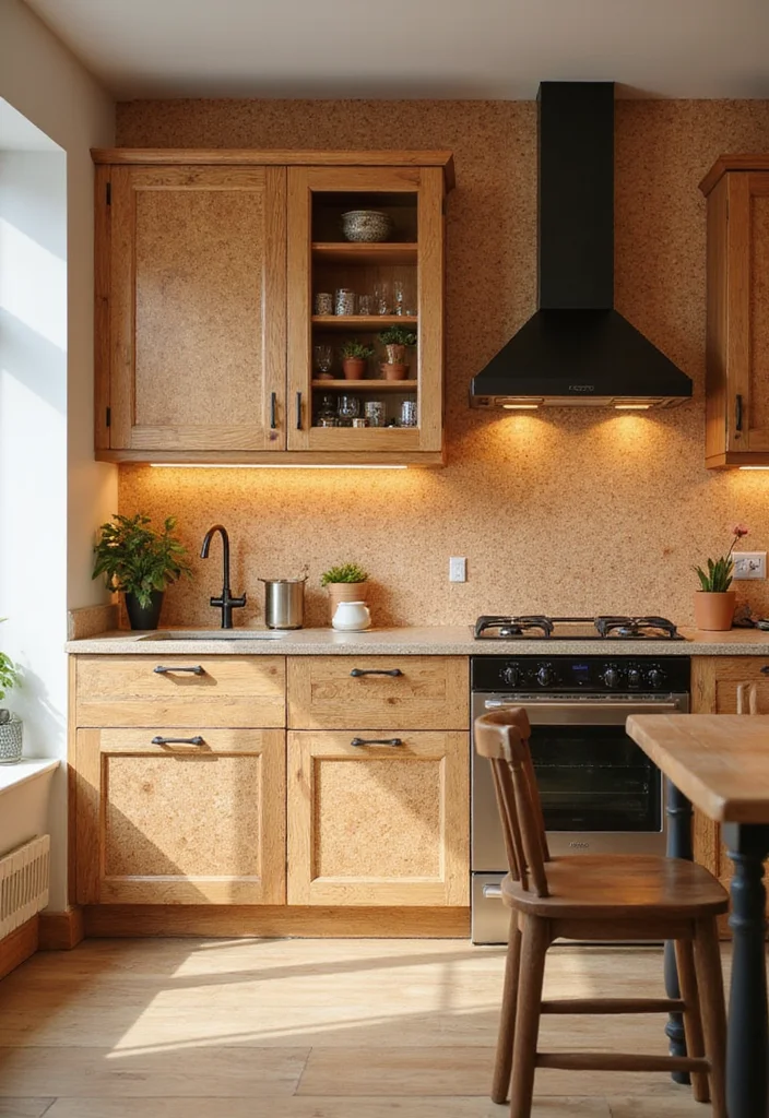 12 Kitchen Wall Paneling Ideas for Texture Depth and Modern Style 23 12 Kitchen Wall Paneling Ideas for Texture Depth and Modern Style - 3. Cork Panels for Eco-Friendly Comfort