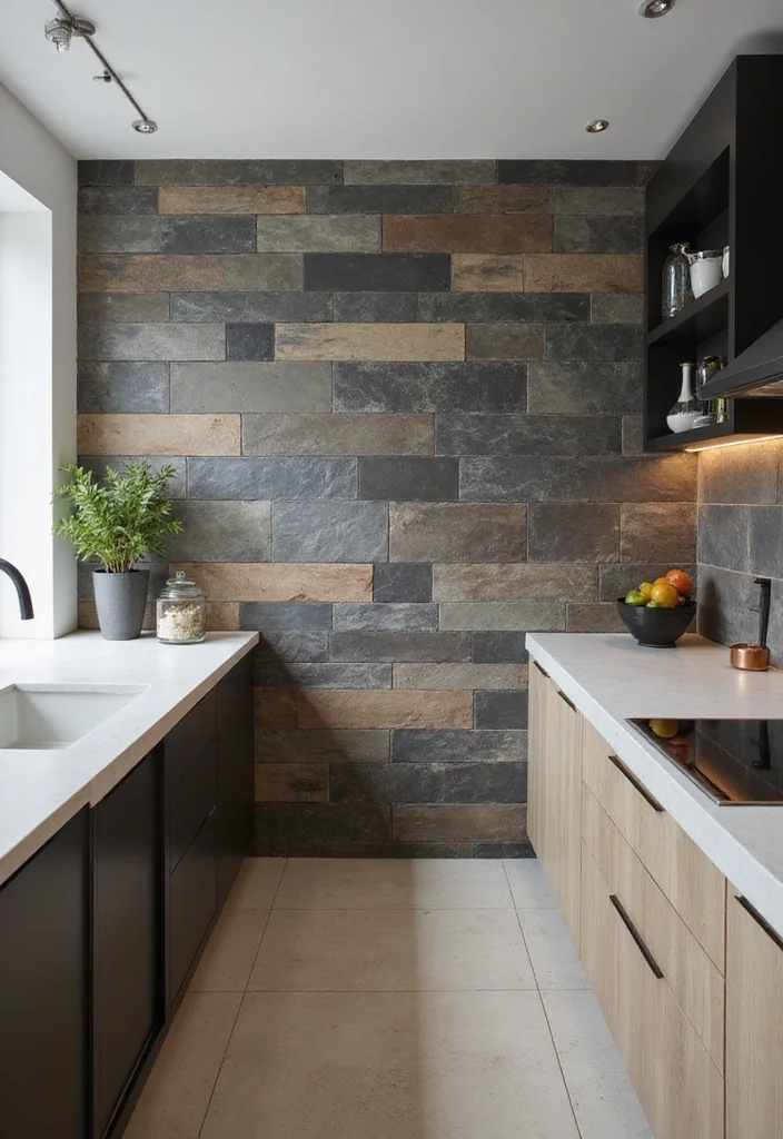 12 Kitchen Wall Paneling Ideas for Texture Depth and Modern Style 45 12 Kitchen Wall Paneling Ideas for Texture Depth and Modern Style - 5. Eco-Friendly Slate for Timeless Elegance