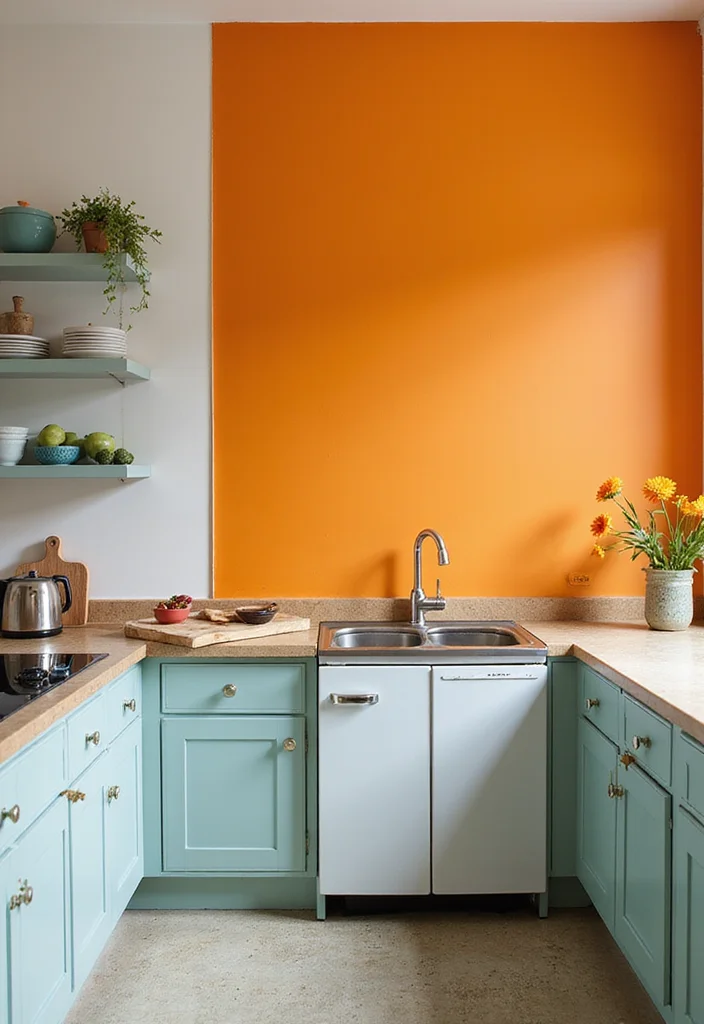 12 Kitchen Wall Paneling Ideas for Texture Depth and Modern Style 56 12 Kitchen Wall Paneling Ideas for Texture Depth and Modern Style - 6. Vibrant Painted Panels for a Splash of Color