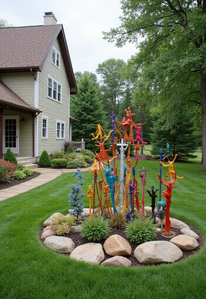 12 Lake House Backyard Ideas for Breezy Bright Coastal Living 111 12 Lake House Backyard Ideas for Breezy Bright Coastal Living - 11. Outdoor Art Installations