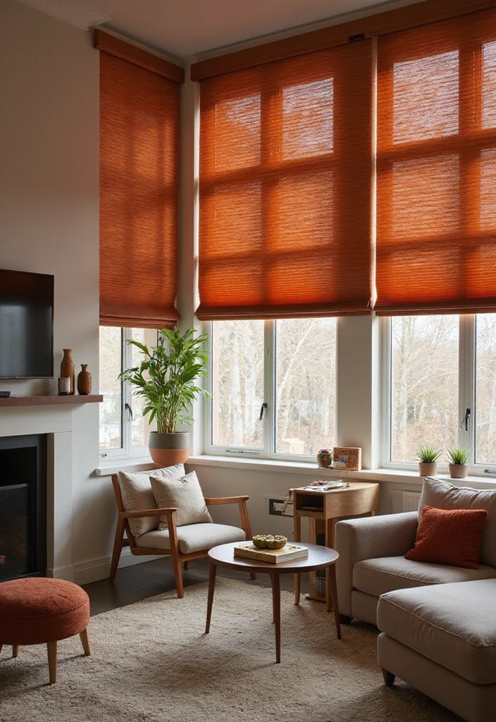 12 Living Room Blinds Ideas for Light Control and Clean Style 111 12 Living Room Blinds Ideas for Light Control and Clean Style - 11. Thermal Blinds: Comfort Meets Eco-Friendliness
