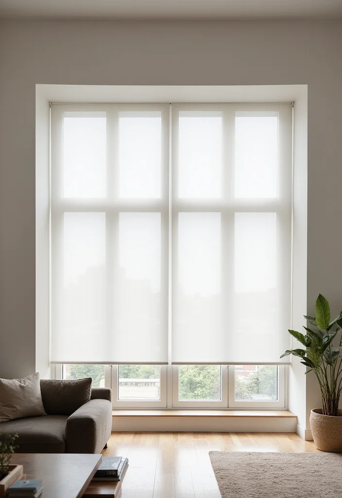 12 Living Room Blinds Ideas for Light Control and Clean Style 12 12 Living Room Blinds Ideas for Light Control and Clean Style - 2. Roller Shades: Minimalist and Modern