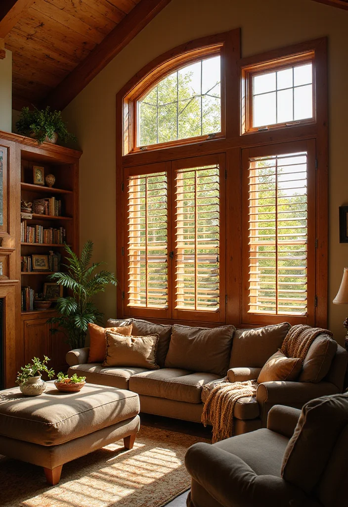 12 Living Room Blinds Ideas for Light Control and Clean Style 34 12 Living Room Blinds Ideas for Light Control and Clean Style - 4. Wooden Blinds: Classic Charm