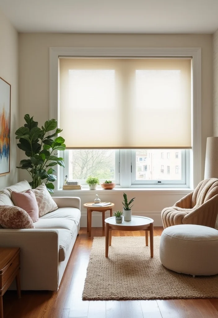 12 Living Room Blinds Ideas for Light Control and Clean Style 89 12 Living Room Blinds Ideas for Light Control and Clean Style - 9. Cordless Blinds: Safety and Style Combined