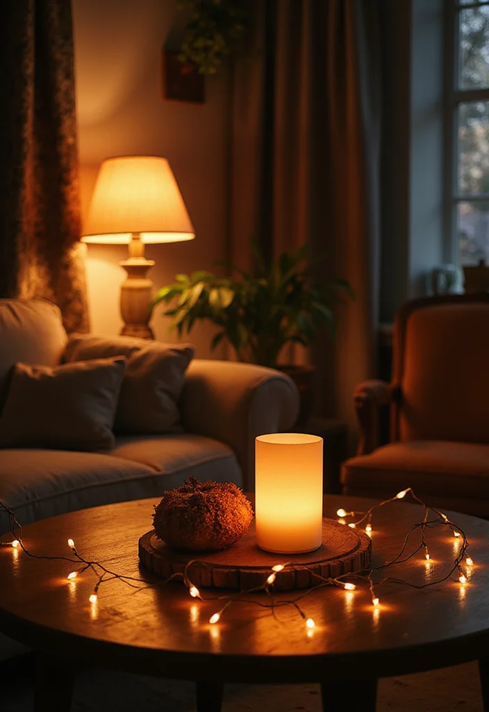 12 Living Room Center Table Decor Ideas for Balanced Simple Accents 122 12 Living Room Center Table Decor Ideas for Balanced Simple Accents - 12. Warm Lighting