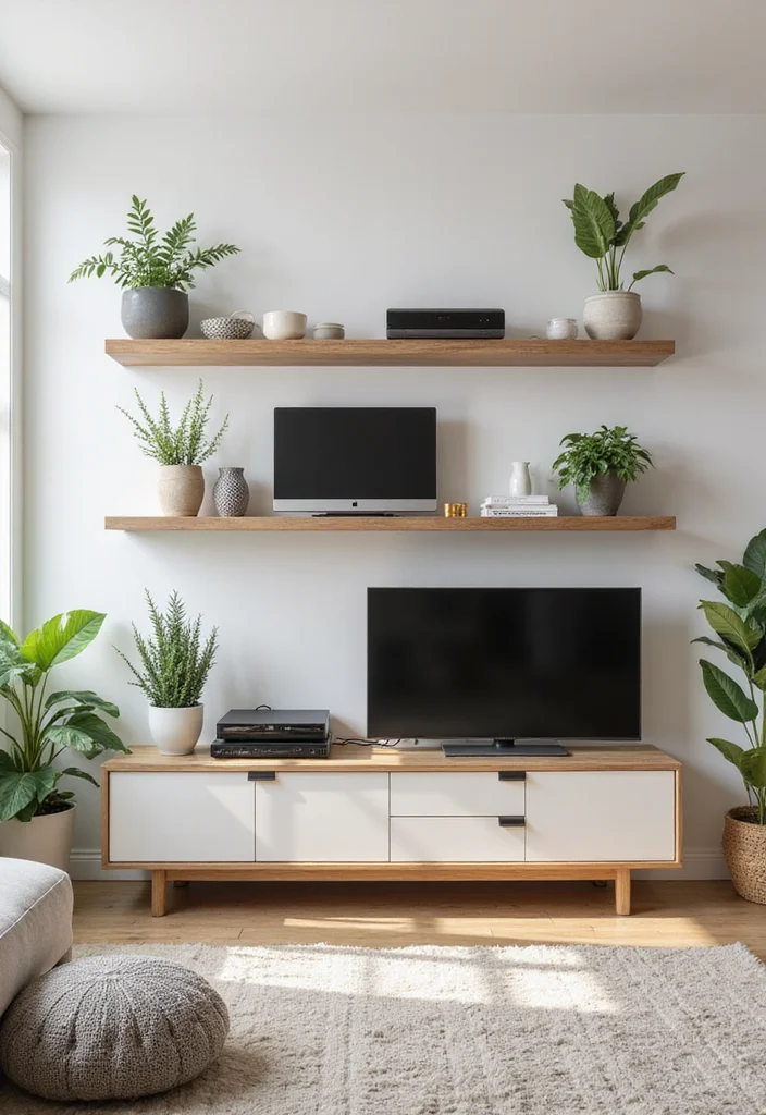 12 Living Room Entertainment Center Ideas for Organized Clean Viewing 1 12 Living Room Entertainment Center Ideas for Organized Clean Viewing - 1. Floating Shelves for an Airy Feel