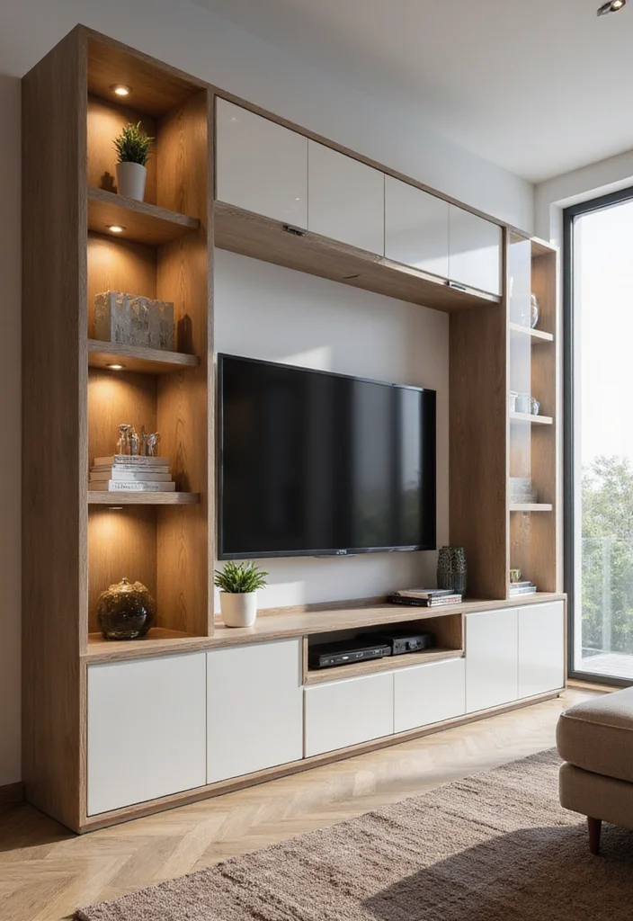 12 Living Room Entertainment Center Ideas for Organized Clean Viewing 111 12 Living Room Entertainment Center Ideas for Organized Clean Viewing - 11. Color Coordinated Media Storage