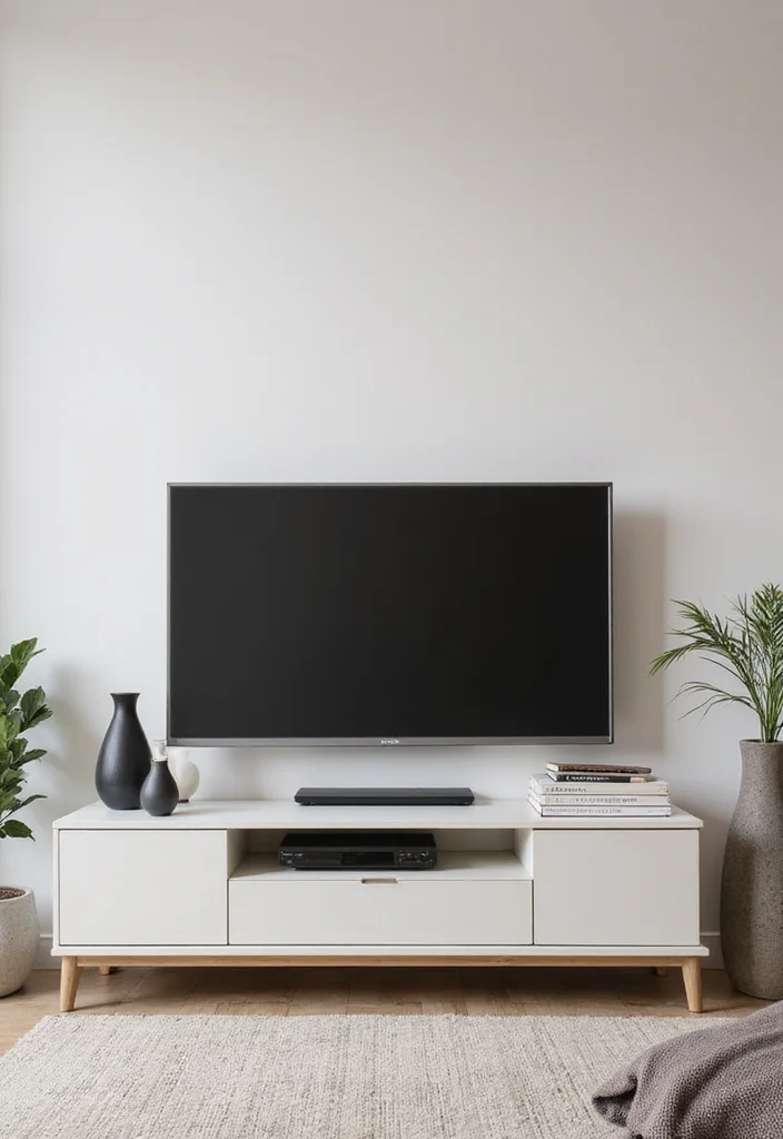 12 Living Room Entertainment Center Ideas for Organized Clean Viewing 12 12 Living Room Entertainment Center Ideas for Organized Clean Viewing - 2. Minimalist Media Consoles