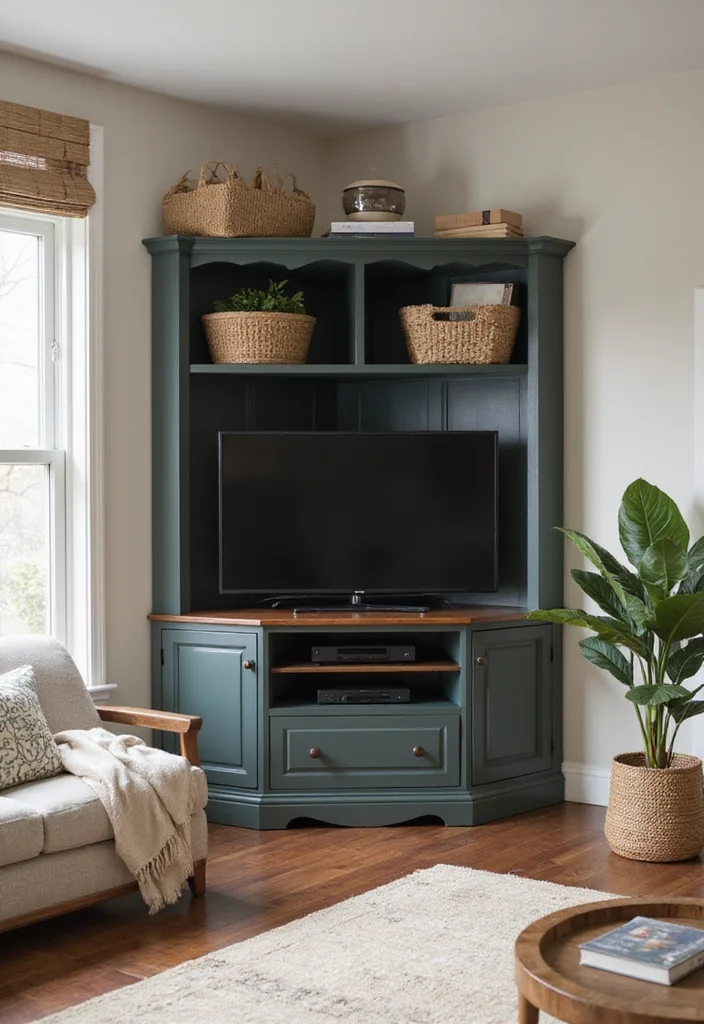 12 Living Room Entertainment Center Ideas for Organized Clean Viewing 34 12 Living Room Entertainment Center Ideas for Organized Clean Viewing - 4. Corner Entertainment Units