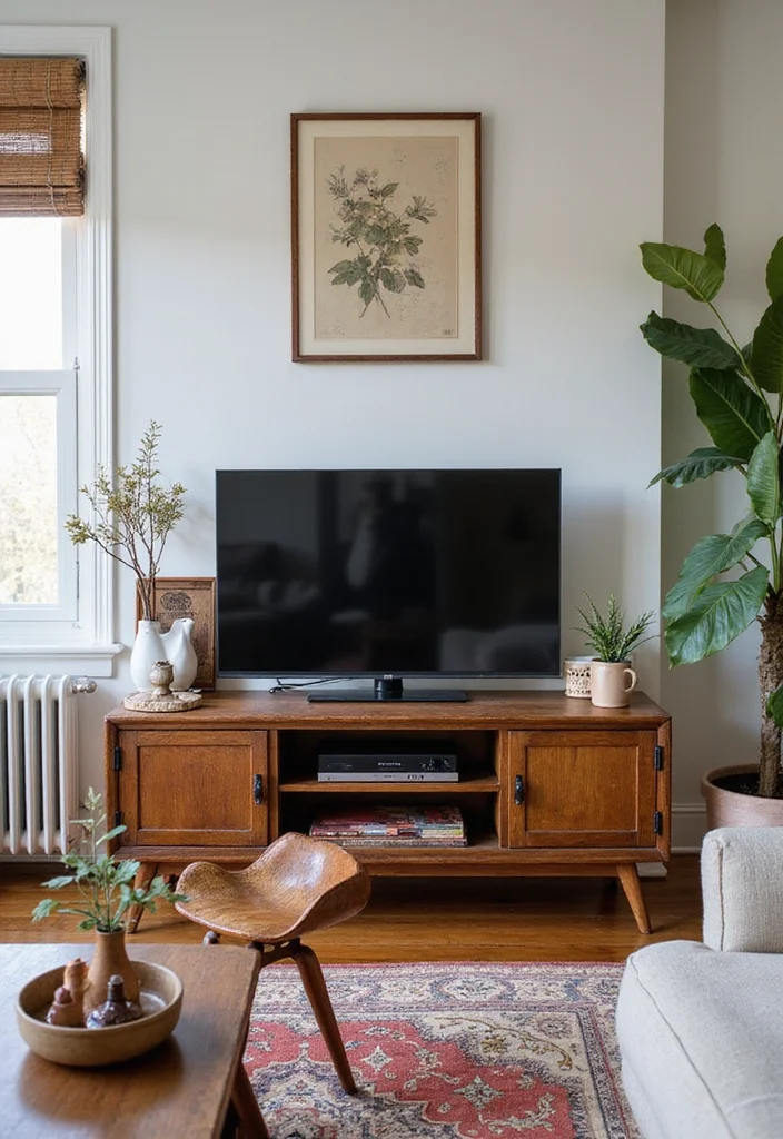 12 Living Room Entertainment Center Ideas for Organized Clean Viewing 89 12 Living Room Entertainment Center Ideas for Organized Clean Viewing - 9. Vintage Finds for Unique Character